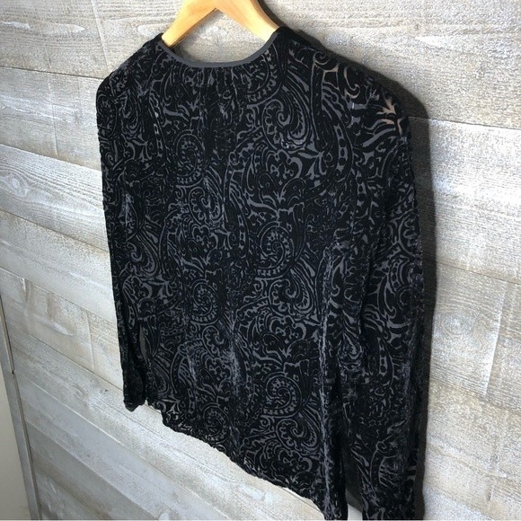 INC International Concepts SP silk blend black paisley boho top - Picture 2 of 3